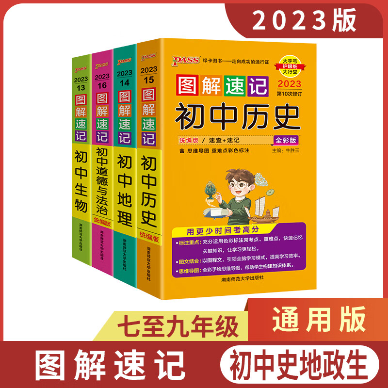 【自选】2024版图解速记初中古诗文言文 图解速记初中地理生物政治