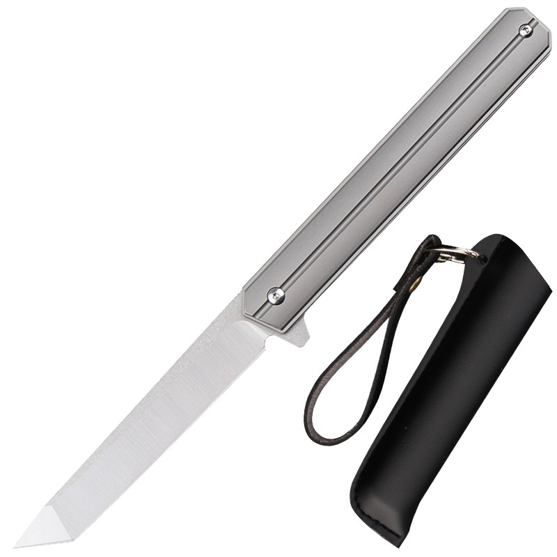 傲斯 钛合金折叠刀D2钢高硬度便携随身口袋折刀防身刀具户外求生锋利轴承日用水果开刃小刀 驴友露营钓鱼 方头