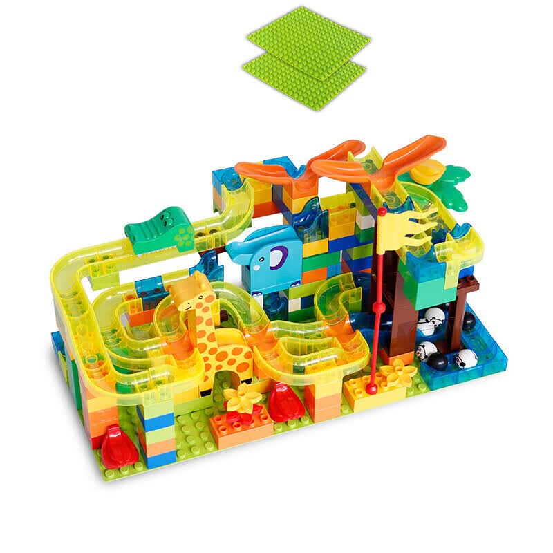 积木滑滑梯儿童积木大颗粒拼装滑道力开发3-6周岁2男孩4女孩子滑梯5