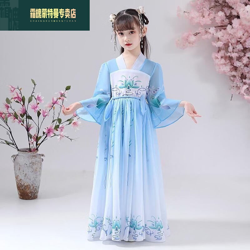 古装汉服女小学生女大童古装超仙女童汉服中国风仙齐胸襦裙儿童古装