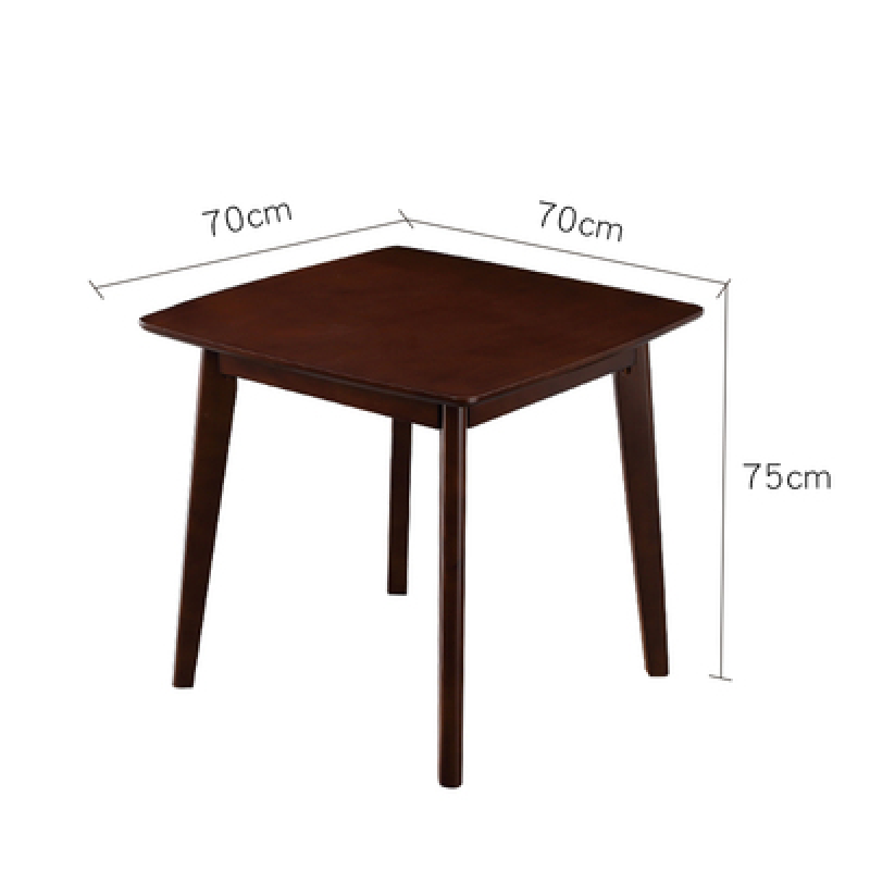 家用小户型商用阳台休闲四方餐厅客厅茶几正方形 胡桃色70cm单方桌
