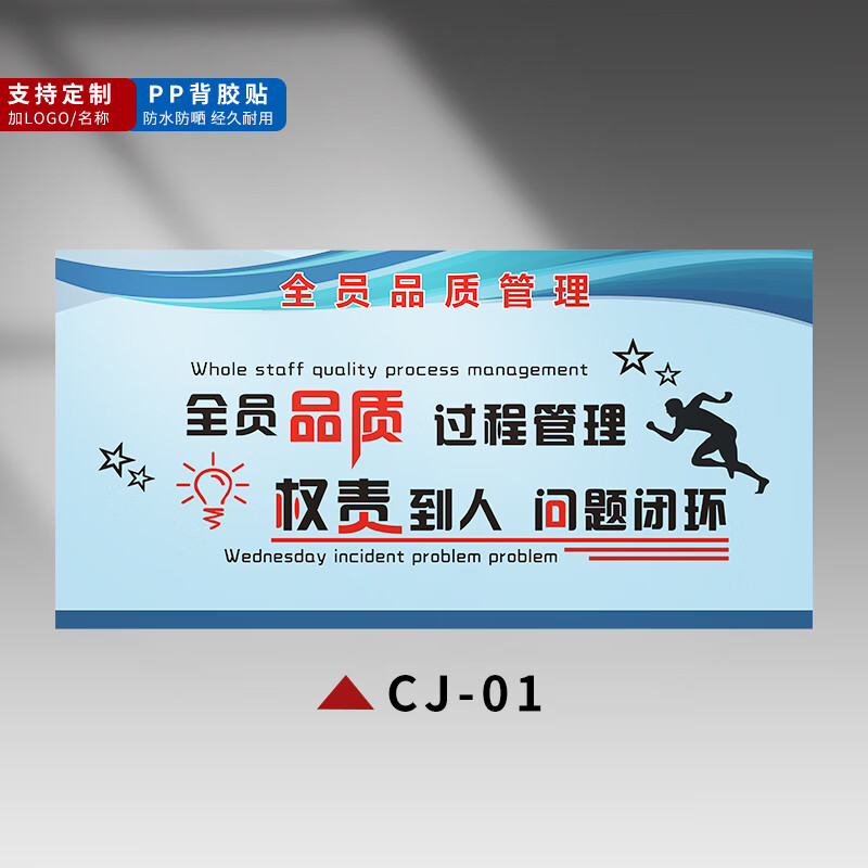 企业6s现场管理体系看板宣传栏车间质量管理贴 cj-01 全员品质管理 60