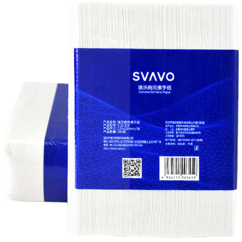 瑞沃（SVAVO）家用卫生间抹手纸擦手纸商用酒店专用擦手纸洗手间吸水纸巾干手纸 【V-SC200】 1层 200抽*40包