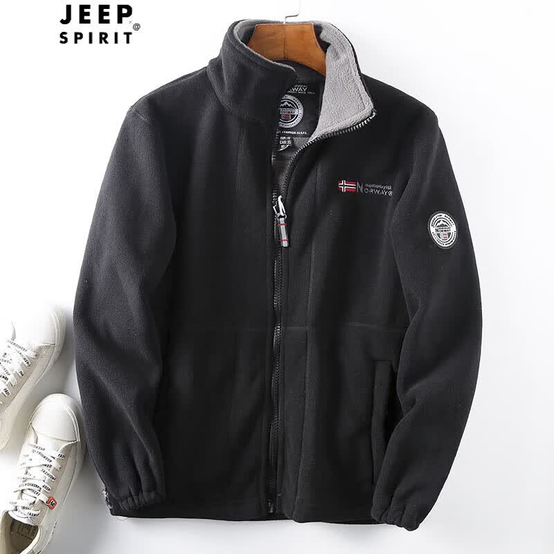 吉普（JEEP）夹克男抗寒保暖加厚双层摇粒绒冬季大码男士加绒立领抓绒衣外套 黑色 S(120-140斤)使用感如何?