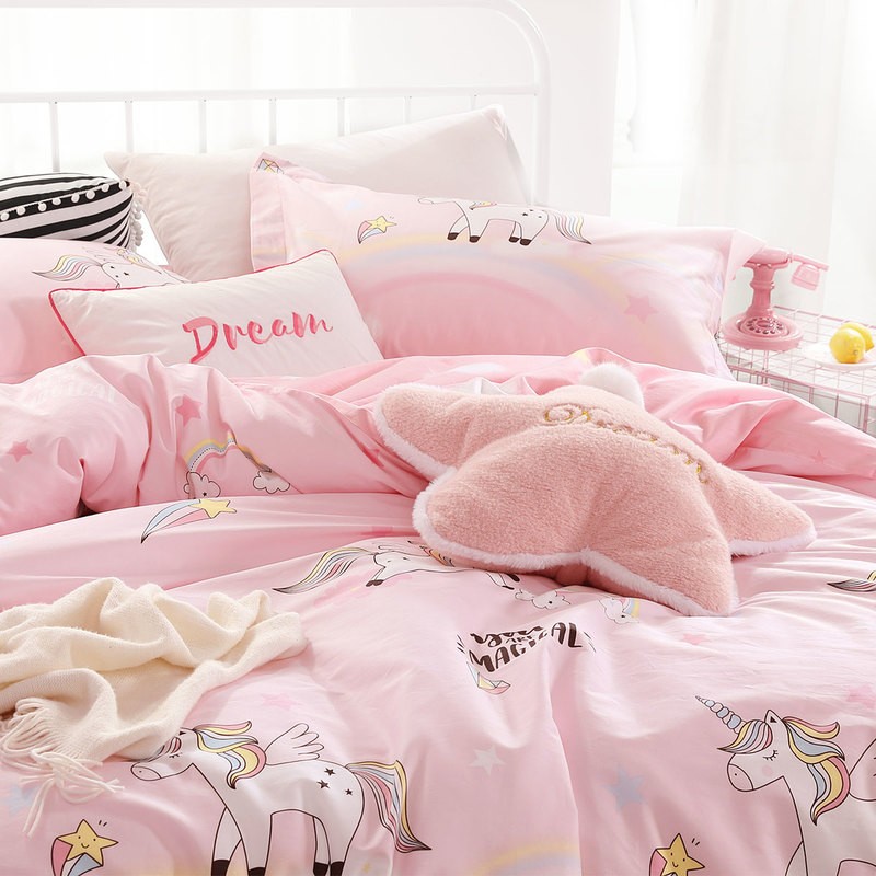 水星家纺 床上四件套纯棉 全棉儿童卡通套件床单被罩被套 萌角马 双人1.5米床