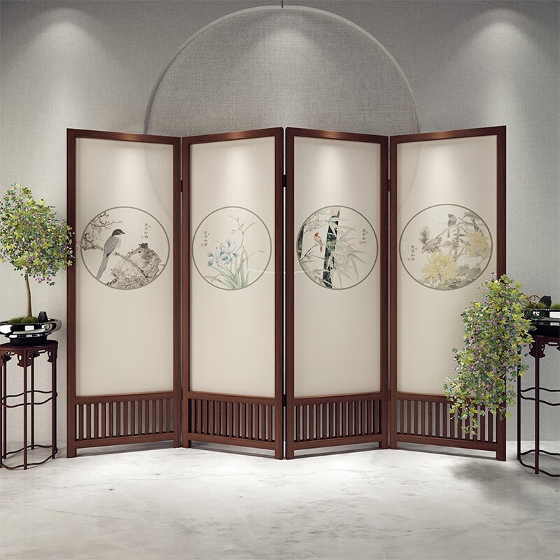 施麦尔新中式屏风隔断客厅简约现代酒店餐厅办公室移动折叠推拉可活动