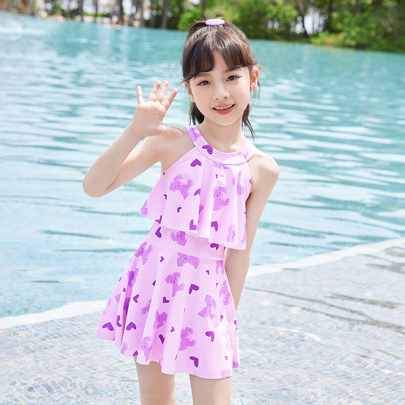 佑游泳衣女童2023新款夏季连体速干小中大童游泳衣女孩可爱儿童游泳衣