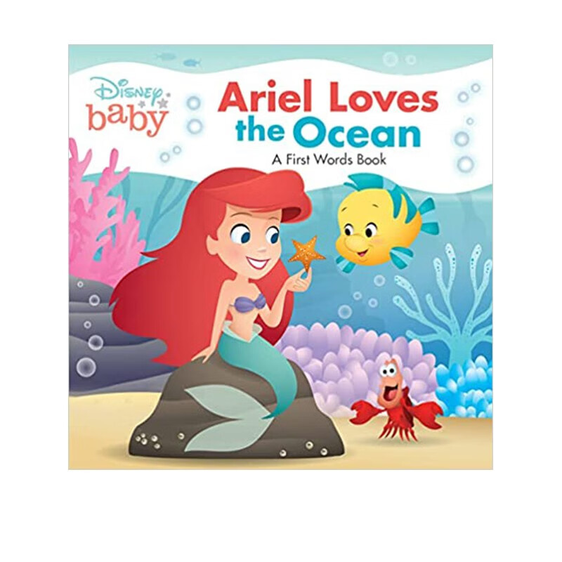 预售 英文原版 disney baby: ariel loves the ocean 纸板书 迪斯尼