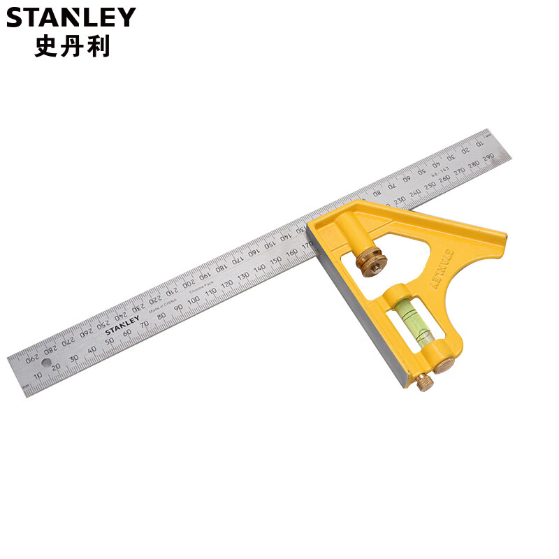 史丹利(stanley)活动角尺水平直角尺不锈钢多功能木工尺带水平泡组合