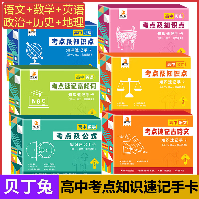 【全套9科可选】贝丁兔高中数理化考点及公式手卡2023版新高中知识点速记手卡通用版人教版 高一到高三数学公式定理大全定律卡片手册 高二物理化学知识点总结 全科9册语文数学英语物理化学生物政治历史地理 