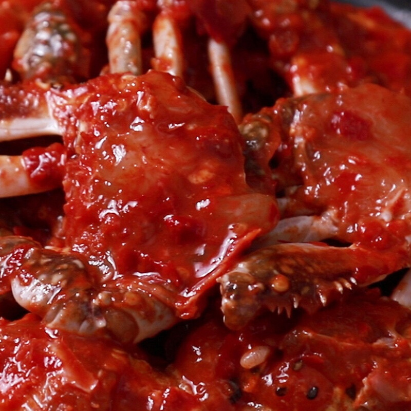 酱蟹香辣韩国辣酱生蟹腌制梭子蟹海鲜即食呛蟹生拌花蟹韩式酱螃蟹