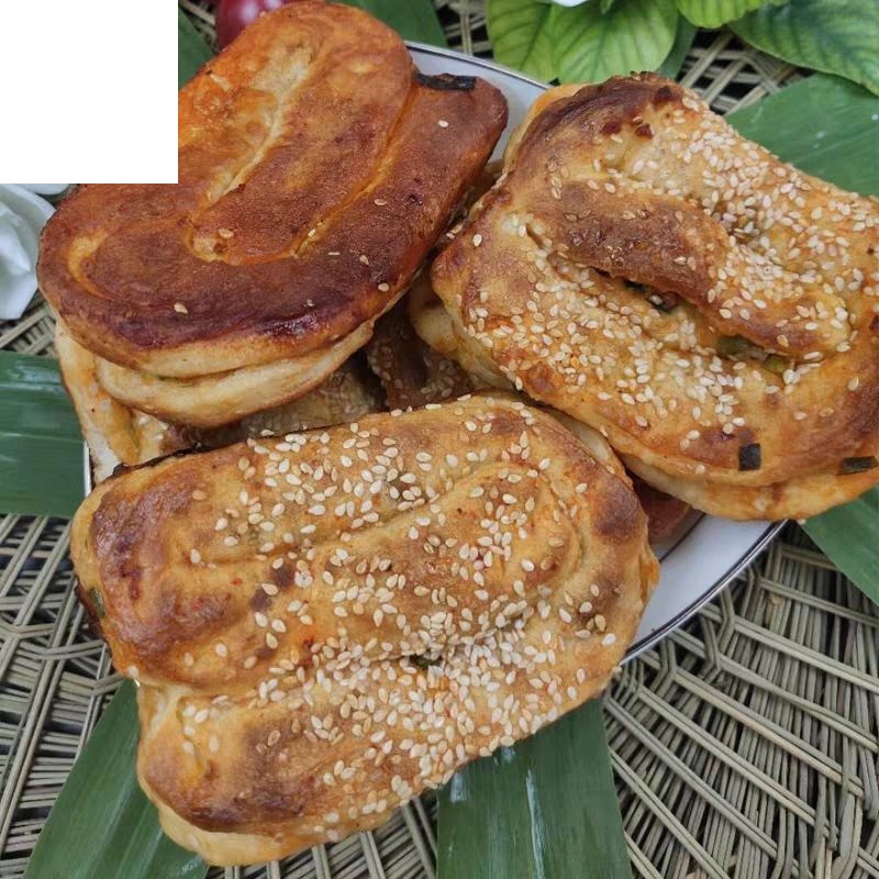 虎钢馋湖北仙桃土特产锅盔锅块现做多馅猪油饼早餐烧饼特色小吃美食