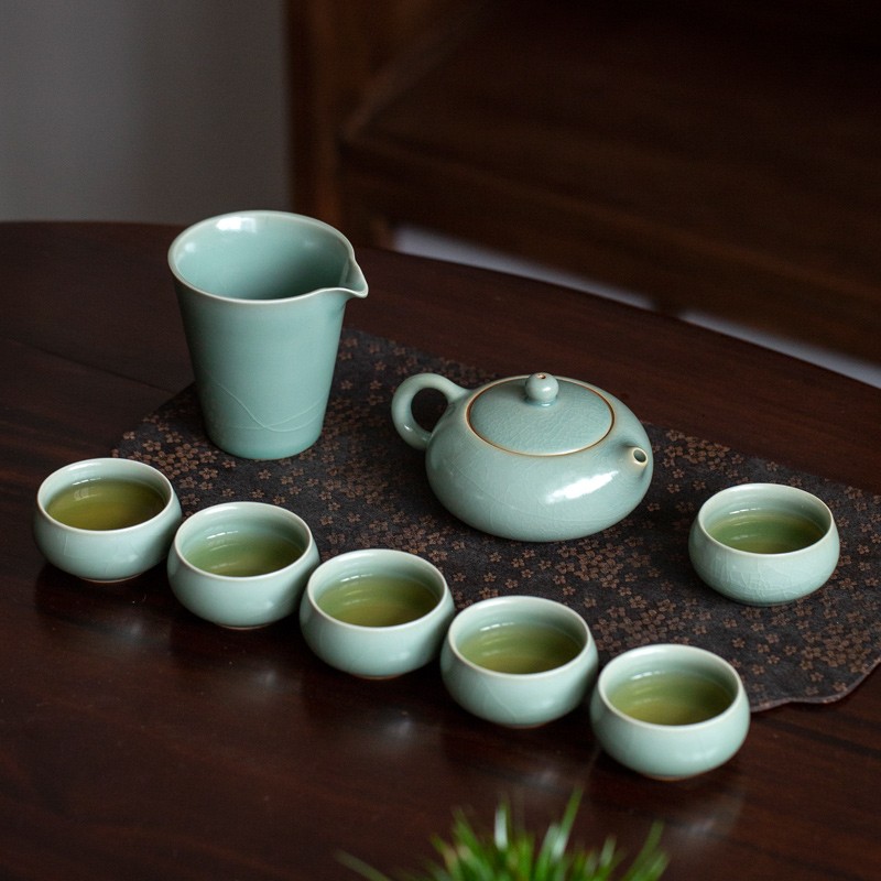 汝道 汝官窑茶具套装家用整套高端陶瓷功夫茶壶茶杯现代泡茶器可养