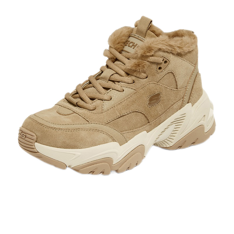 斯凯奇（Skechers）女鞋春加绒厚底老爹鞋中帮雪地靴防滑休闲鞋167338
