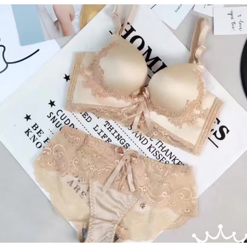 aimersweet性感蕾丝花边无钢圈文胸聚拢调整型透气舒适女士内衣套装