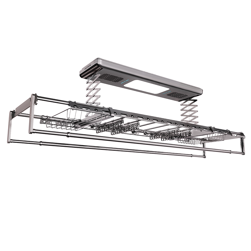 好太太电动升降晾衣架阳台室内智能声控晾衣杆家用风干烘干消毒晒被晾衣架 【D-3050+16衣架】语音烘风干消毒+黑卡特权