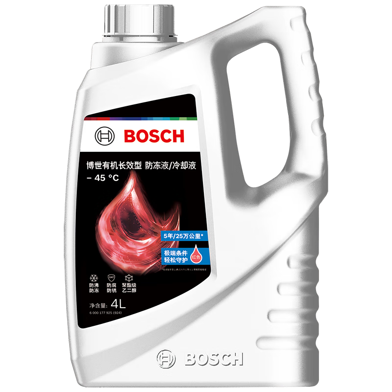 博世（BOSCH）有机长效汽车防冻液发动机冷却液 养车保养 冰点-45℃ 4L（红色）
