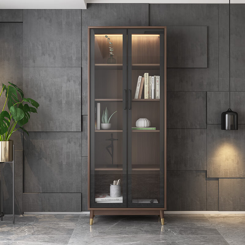 松闲 轻奢书柜现代简约办公室玻璃门书柜带门大书橱【玻璃门2门书柜】