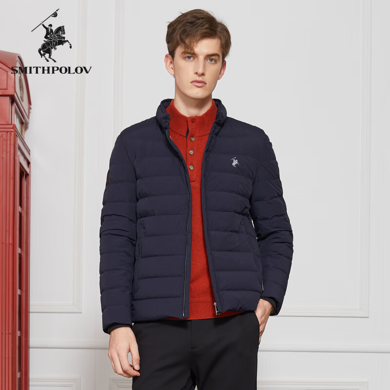 斯密特保罗（SMITHPOLOV）简约男式羽绒服2023冬季新款商务休闲短款轻薄舒适外套 蓝色 48