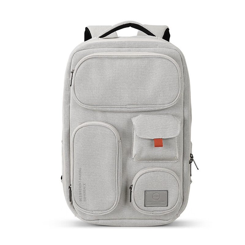 米熙双肩背包全开口旅行双肩包大容量防水背包旅行电脑包学生书包男女 灰白（升级） 18吋