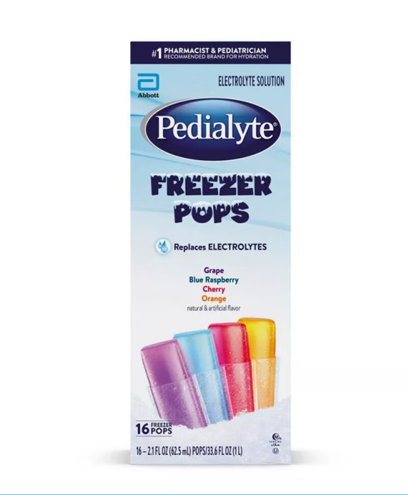 美国代购pedialyte雅培儿童电解质水补液盐冰棒棒冰果味16支 国内 外