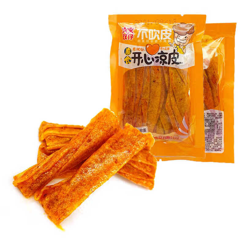 双仔开心凉皮散装独立小包装辣条辣片小零食平江豆干辣条 开心凉皮