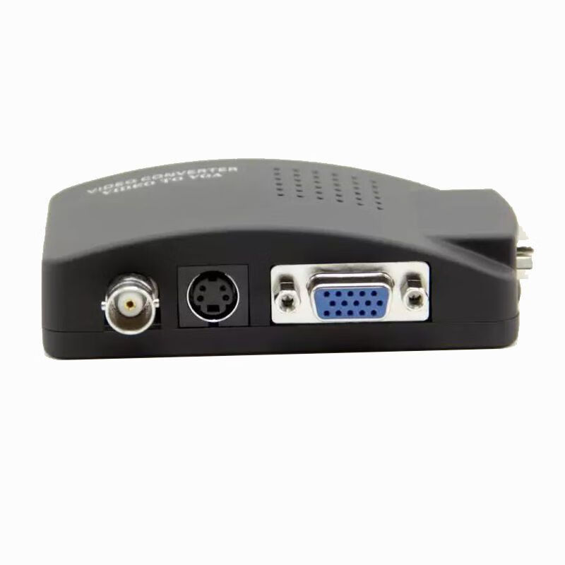 bnc转vga视频转换器s端子cvbs转vga监控主机模拟摄像头接显示器 单