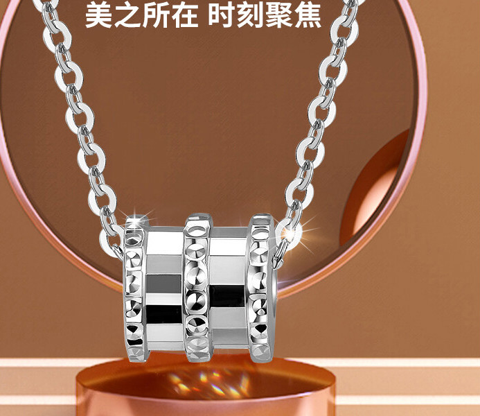 白金项链 女士pt999铂金项链钻面版小蛮腰女士白金吊坠套链珍艾 pt999