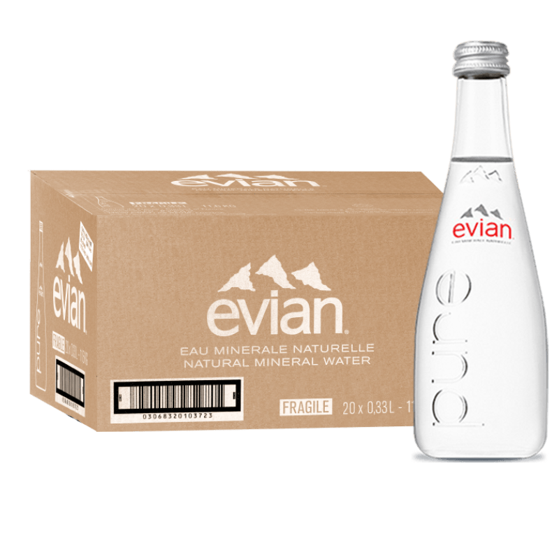 依云（evian）天然礦泉水 法國(guó)原裝進(jìn)口飲用水 瓶裝水  【玻璃瓶】無(wú)氣330mL*20瓶