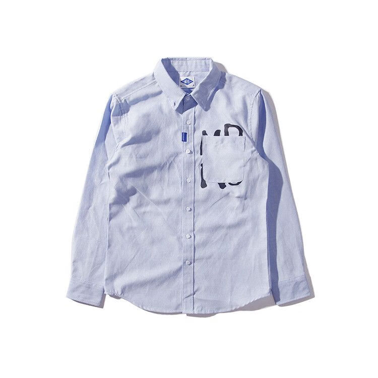 橦舟渡拉夫领衬衫港风潮牌余文乐同款春秋季休闲潮流牛津纺长袖衣修身