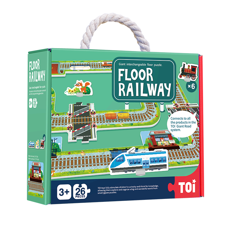 拍2件 TOI城市交通轨道大块底板拼图3-4-5-6岁男孩玩具女孩生日礼物儿童过家家宝宝玩具 铁路