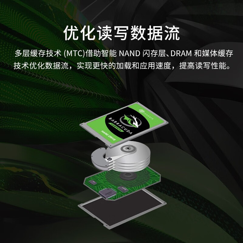 希捷(Seagate)2TB 256MB 7200RPM 台式机机械硬盘 SATA接口 希捷酷鱼BarraCuda系列(ST2000DM008)