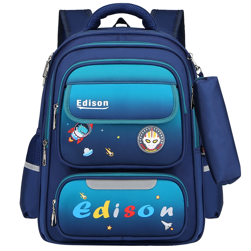 爱迪生（Edison）小学生书包轻便减负透气男孩背包1-3-6年级大容量儿童双肩包 2237-1 火箭龙100035700552