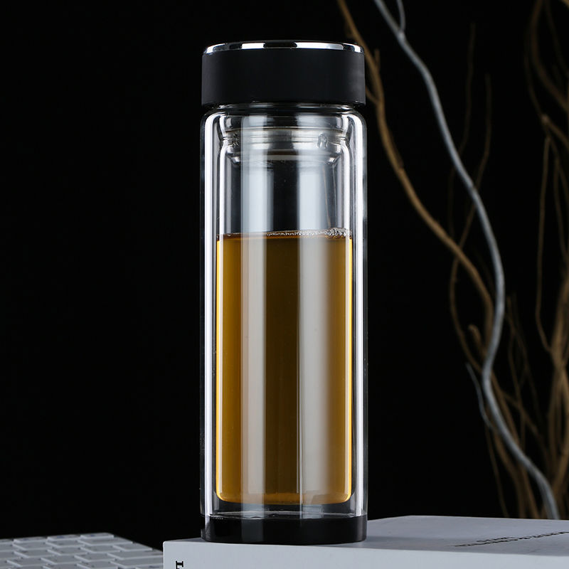 双层玻璃杯加厚杯子男女学生大容量水杯茶杯保温家用 450ml双层玻璃杯