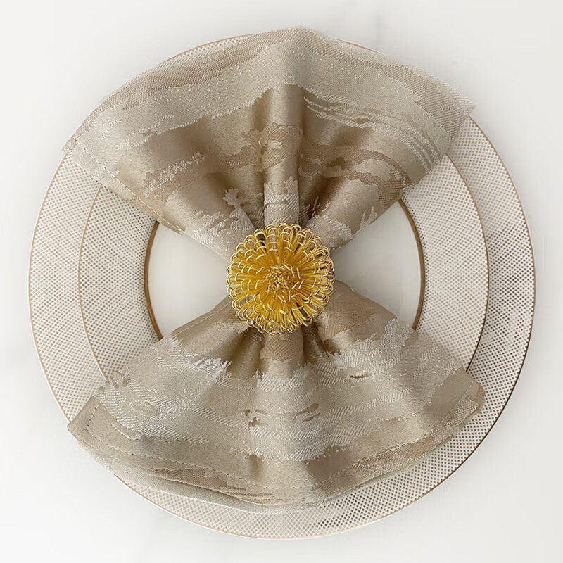 情人餐巾口布圈折花餐巾布白色擦杯布欧式酒餐厅方 哈德逊-香槟色a 46