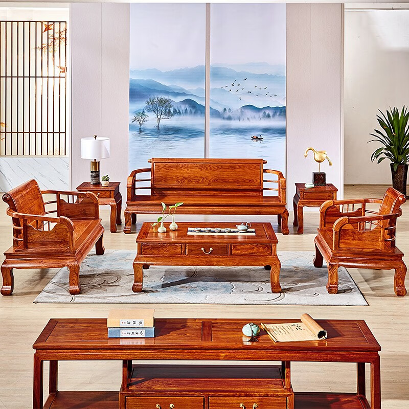 非洲花梨(学名:刺猬紫檀)沙发明清古典全实木客厅中式家具中山品质 卷