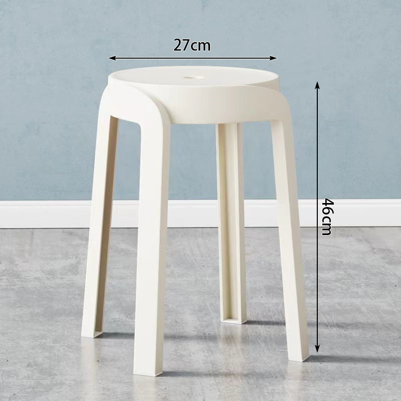 塑料凳子加厚家用可叠放桌板凳圆凳时尚创意高凳子北欧简约椅子 风车凳-米白 10把以上【单把价格】