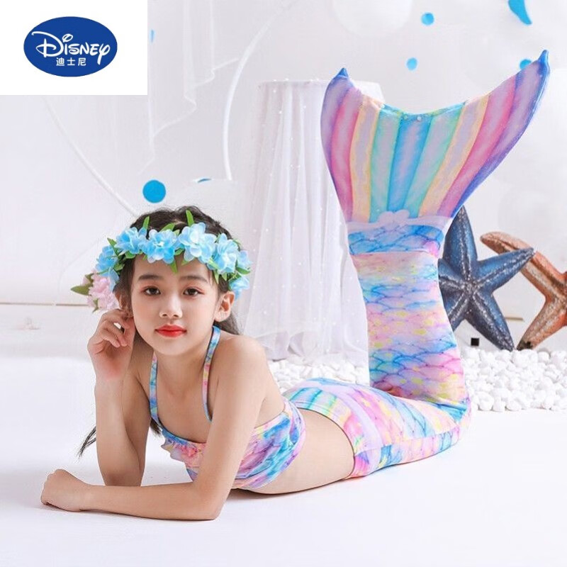 迪士尼（Disney）小孩人鱼尾巴儿童美人鱼尾巴婴儿宝宝人鱼公主裙美人鱼比基尼泳衣 白色100-E56 1