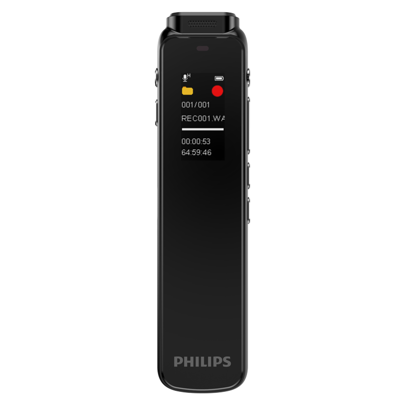 飞利浦（PHILIPS）录音笔VTR5010Pro 16G 会议录音转文字 微型便携 高清降噪 录音器 黑色