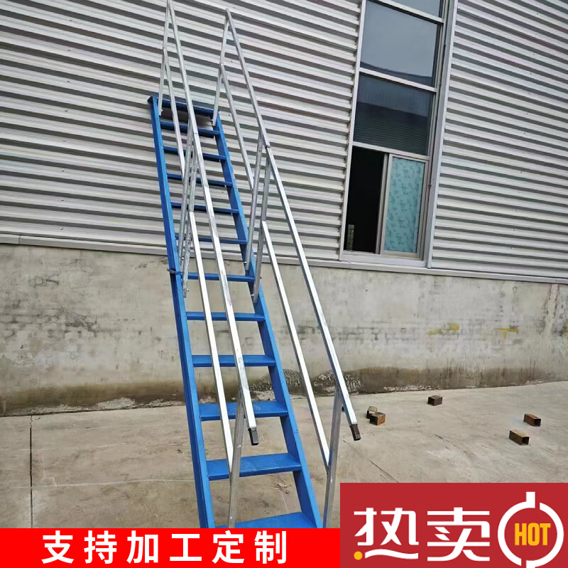 基坑斜梯工地施工安全爬梯 45度钢梯 基坑斜钢梯两侧扶手爬梯 基坑斜