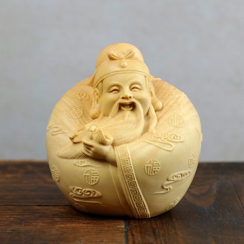 黄杨木雕刻新中式家居饰品木质手把件工艺品人物摆件福禄寿星 福星