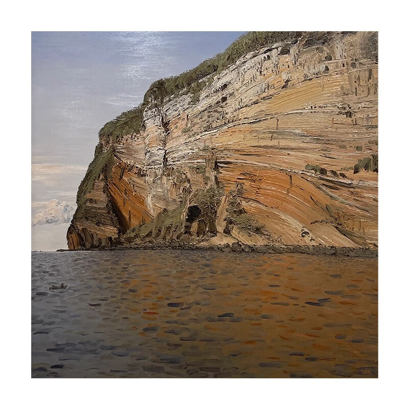 艺幻写实山水手绘油画中古风景正方形装饰画客厅挂画玄关立体厚肌理画