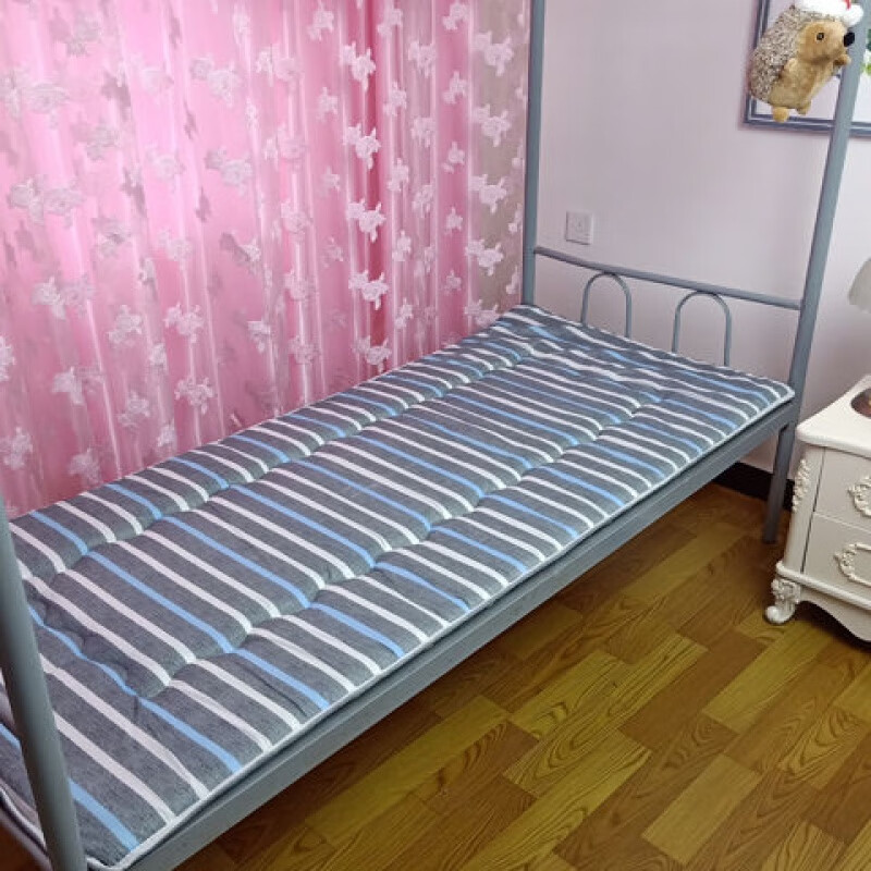 加厚学生寝室床垫可折叠宿舍单人0.9加厚防潮绵榻榻米床褥睡垫 细条纹 0.9x190(标准宿舍床)