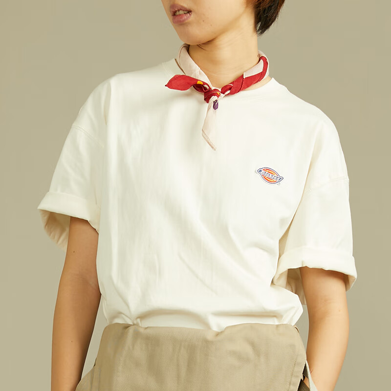 dickies【商场同款】简约小logo全棉短袖男女T恤多色可选DK010991 Y 奶油色 XXL