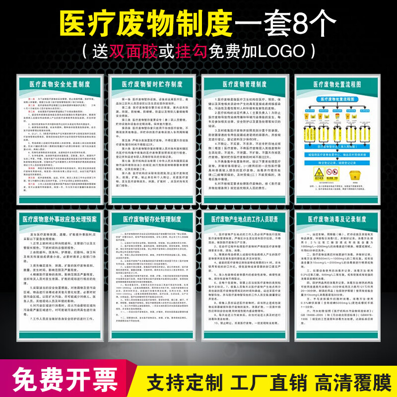 晗畅医疗废物管理制度牌暂存间点垃圾处理标签分类处置间流程图标识贴