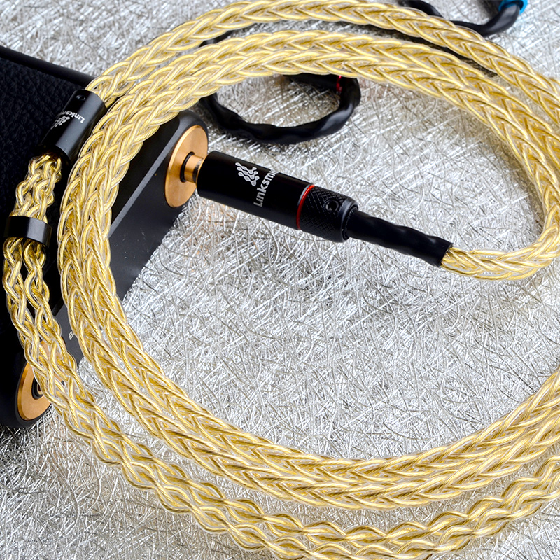 线艺匠8股纯银镀金尊贵版榭兰图mmcx0.78适用于索尼m9森海HD800S IE9004.4线耳机升级线 3.5mm插头 弯头 一般手机*电脑适用插头 艾利和T8iE/Layla AION/T9iE