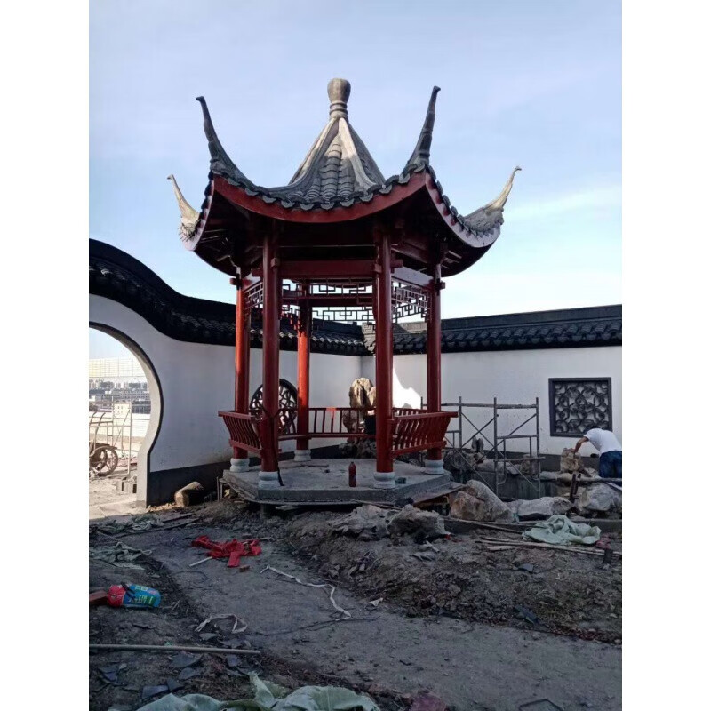 户外凉亭古建长廊木屋别墅庭院防腐木户外实木仿古六角亭子 3米六角