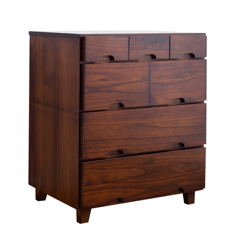 冯派 实木电视柜现代简约电视柜茶几组合套装创意中式小户型美式地柜电视柜客厅卧室储物柜 260简约七斗边柜