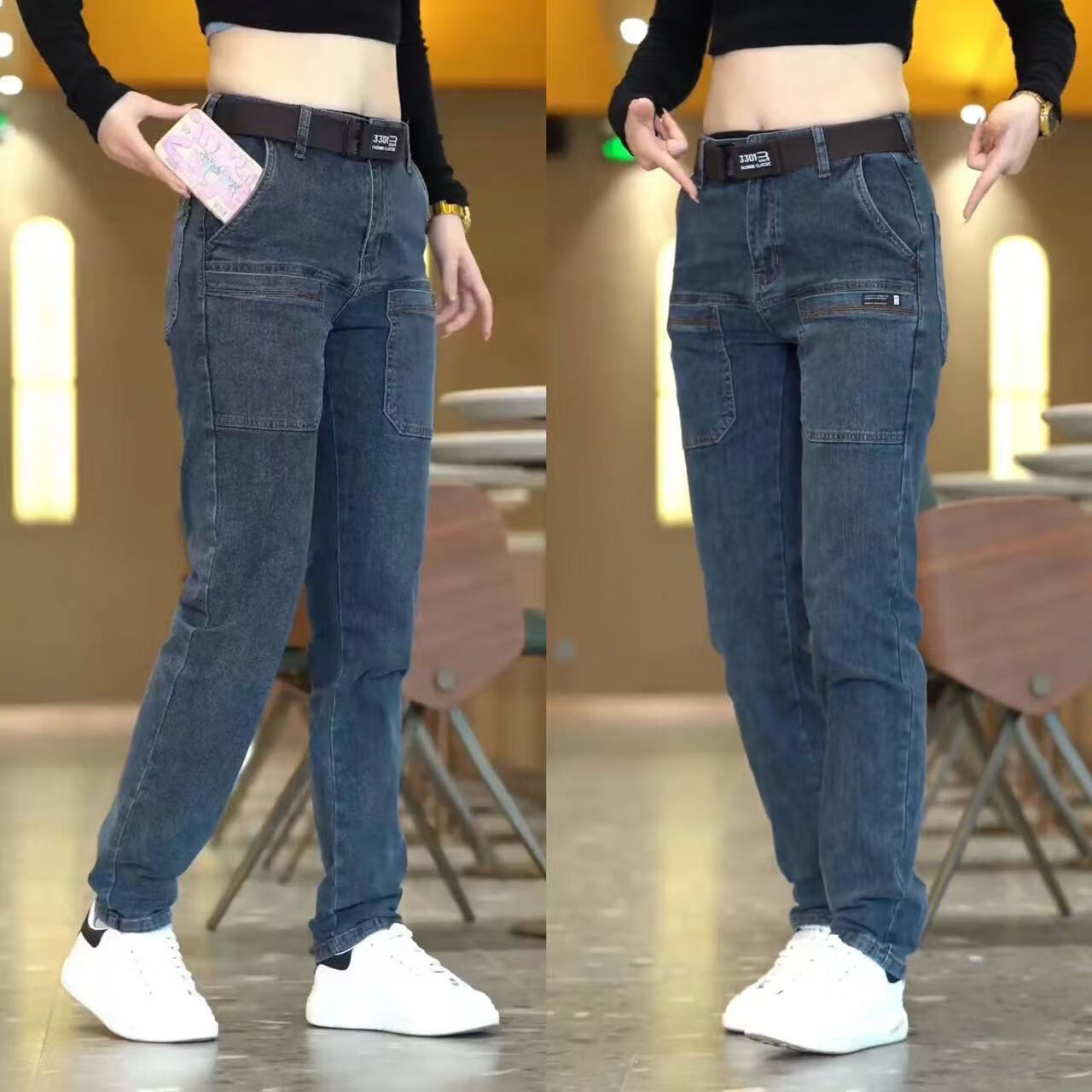 再凡漾六兜条绒裤男松紧腰小脚裤休闲裤春秋六兜男士牛仔裤弹力直筒