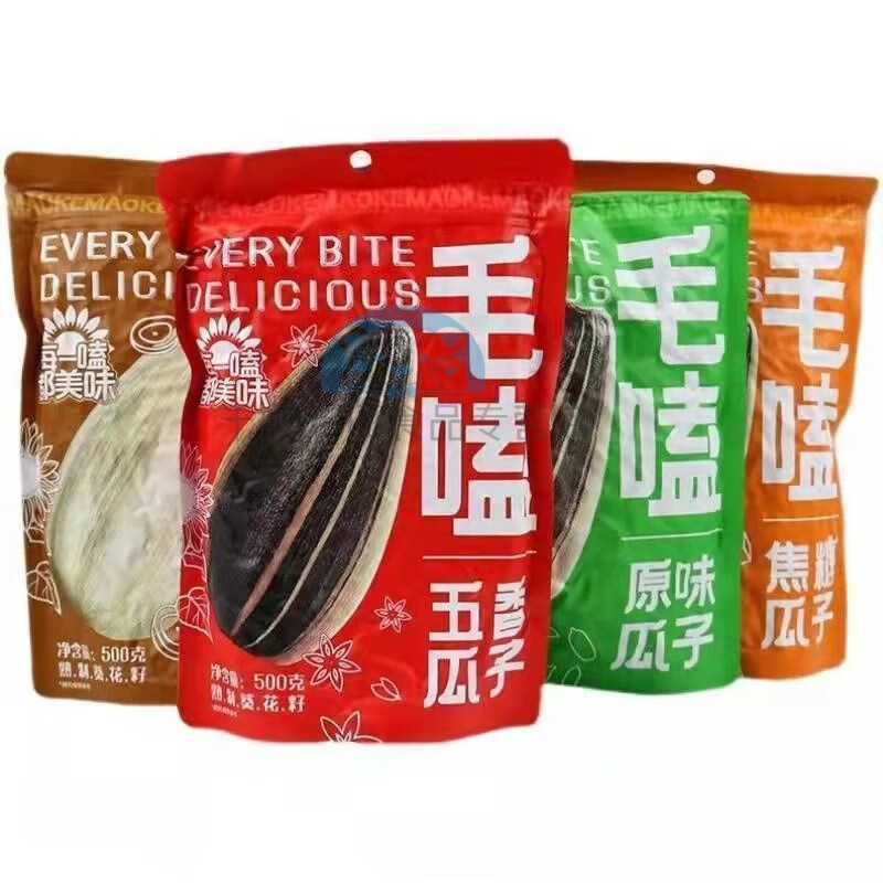 芬氏毛磕450g多味原味焦糖多味葵花子网红零食包装洽毛嗑瓜子过年炒货